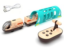 Electric Train for Wooden Track, Remote Control Toy, Medium, Blue khaki