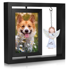 Babepets Rotating Wooden Picture Frame with Resin Angel 9 8.27 1.77in, Black
