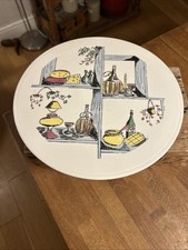 Vintage 1950's Italian Pottery Large Comport Footed Serving Plate Cheese / Wine
