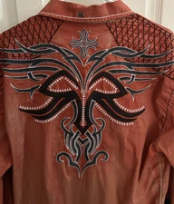 Roar Signature Men's XL Embroidered Button Up Western Biker Rockability Shirt