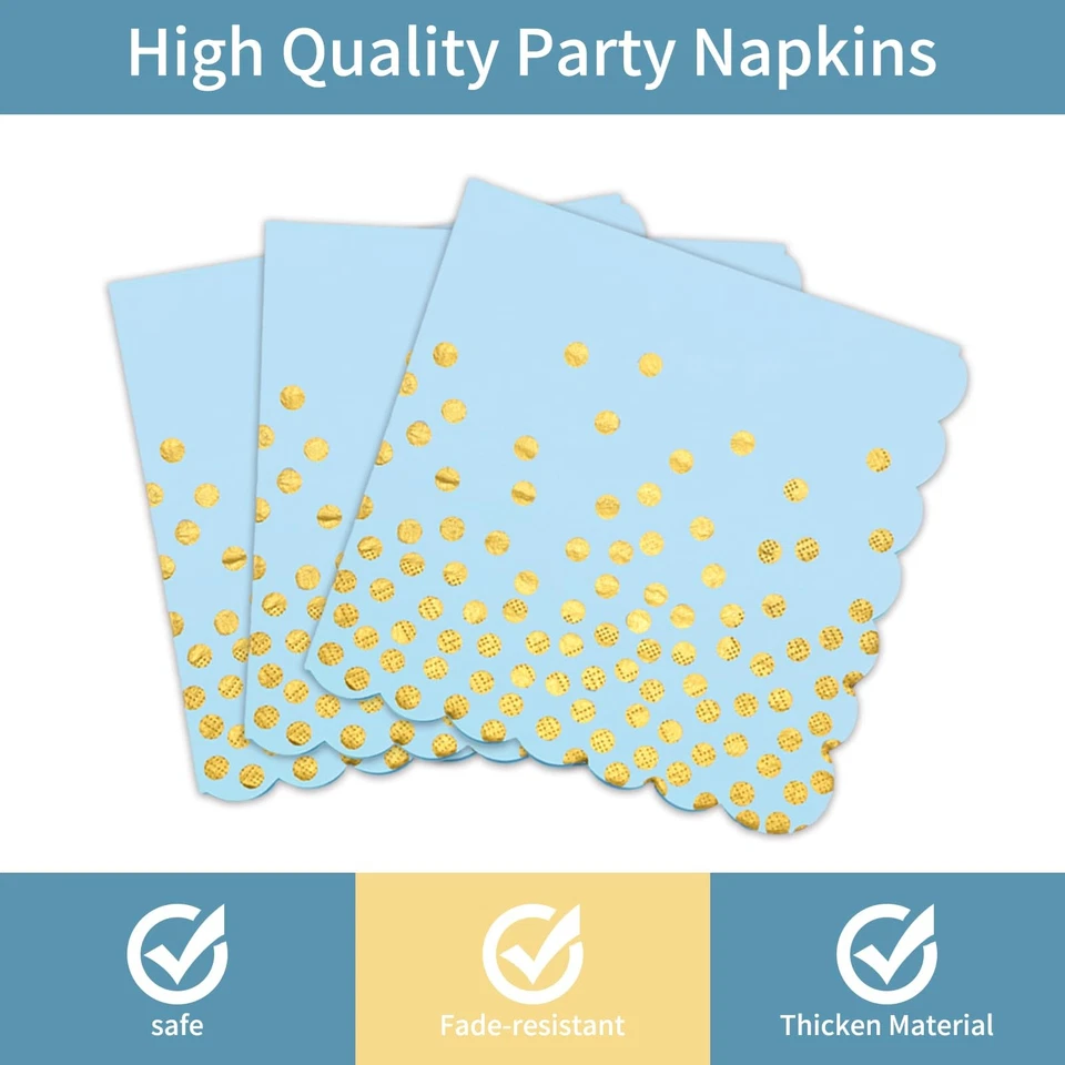 105 PIEZAS Decoraciones de Baby Shower para Niños Platos y Servilletas Azules Fiesta Sup... Foto 4 de 4