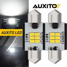 AUXITO Bulbs 2PCS Festoon Car White LED Lights Interior Number Plates 36mm Lamp