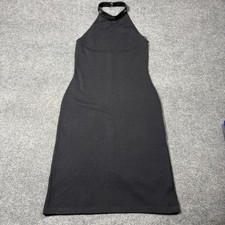 St. John Collection Dress Womens 12 Black Halter Studded Knit Sheath Midi