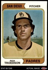 1974 Topps #77 Rich Troedson Padres VARIATION 6 - EX/MT