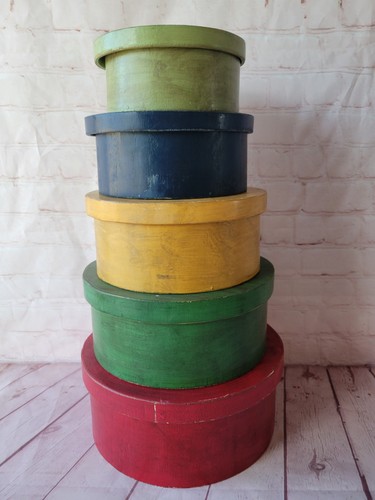 Midwest Seasons of Cannon Falls Set 5 Painted Wood Nesting Boxes Multicolor