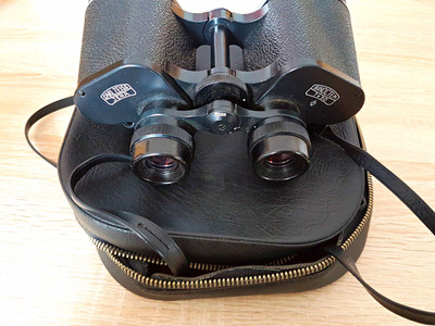 Carl Zeiss Jena BINOCTEM 7x50 Fernglas  Schwarz mit Lederköcher DDR