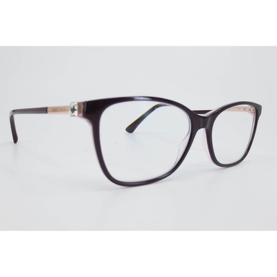 Jimmy Choo JC214 LHF Dark Plum Rose Gold Crystal Cat Eye Eyeglasses Frames 52mm