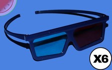 LOT OF 6 Pieces 3D Glasses Movie Viewing Plastic Folding Frame Anaglyph Red Blue