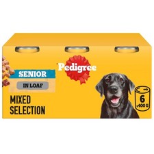 48 x 400g Pedigree Senior Wet Dog Food Tins Mixed Meat Selection in Loaf Dog Can 4.05 per kilo