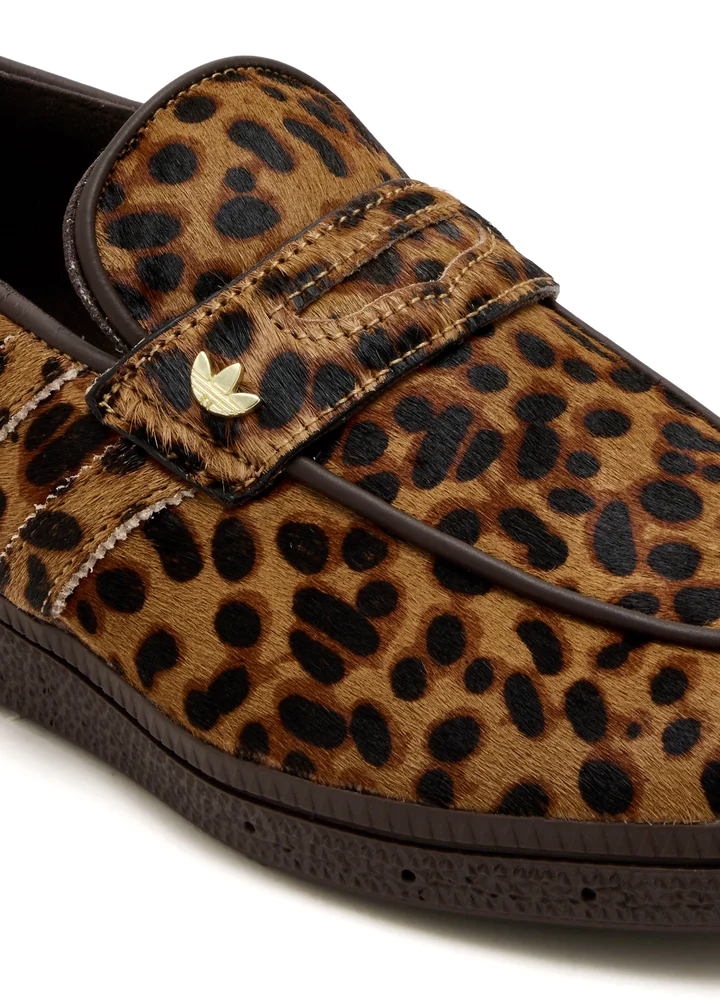 adidas Spezial Handball Loafer Leopard Faux Fur Laceless Sneakers