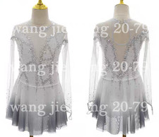 New Ice Figure Skating Dress Figure Skating Dress For Competition white dyeing