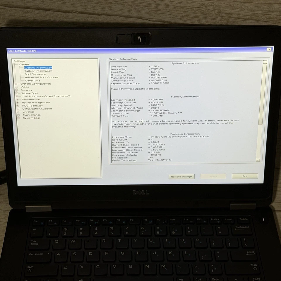 Dell Latitude E5470 Intel i5-6300U 4GB RAM - No SSD - Missing Battery - Image 2 of 4