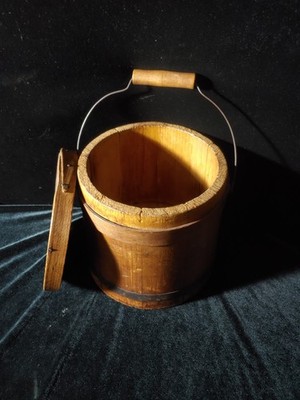 Vintage Firkin Wood Bucket Lid & Handle Metal Band | eBay