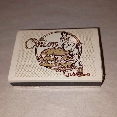 Vintage Matchbox The Onion Bar & Grill Restaurant Think Burgers 18 Matches