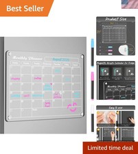Acrylic Magnetic Refrigerator Calendar, 15" x 11" - Monthly Planner with Markers