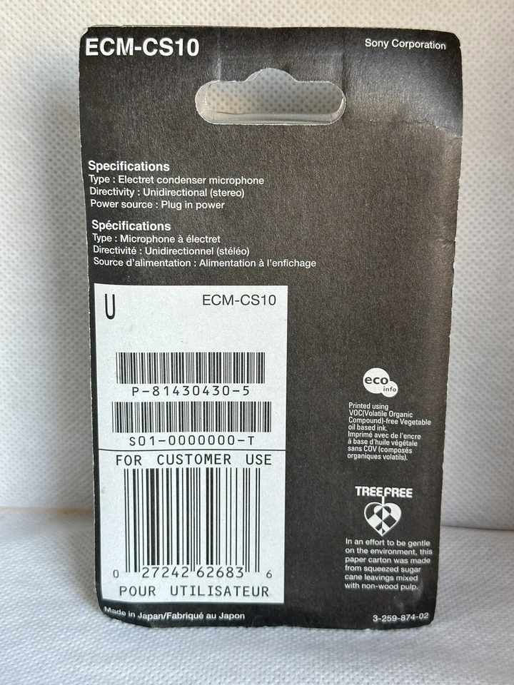SONY ECMCS10 Electret Condenser Mic PROFESSIONAL MICROPHONE ECM-CS10 Stereo NEW - Image 2 of 3