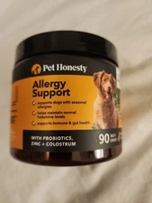 Pet Honesty Allergy Support Probiotics, Omegas 90 chews peanut butter Ex03/26