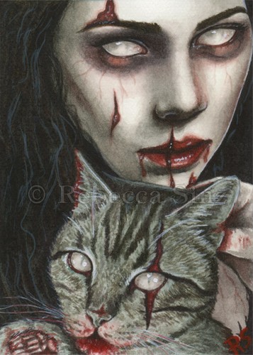 Gothic Fantasy Horror Art PRINT Zombies Zombie Cat Undead Death Dark Blood Gore - Picture 4 of 4