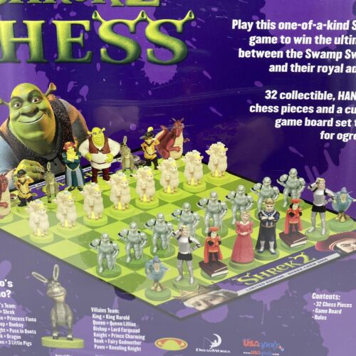 Shrek 2 Limited Edition Chess Set Shrek Crew 2004 32 Hand Painted Pcs Sealed - Picture 5 of 11