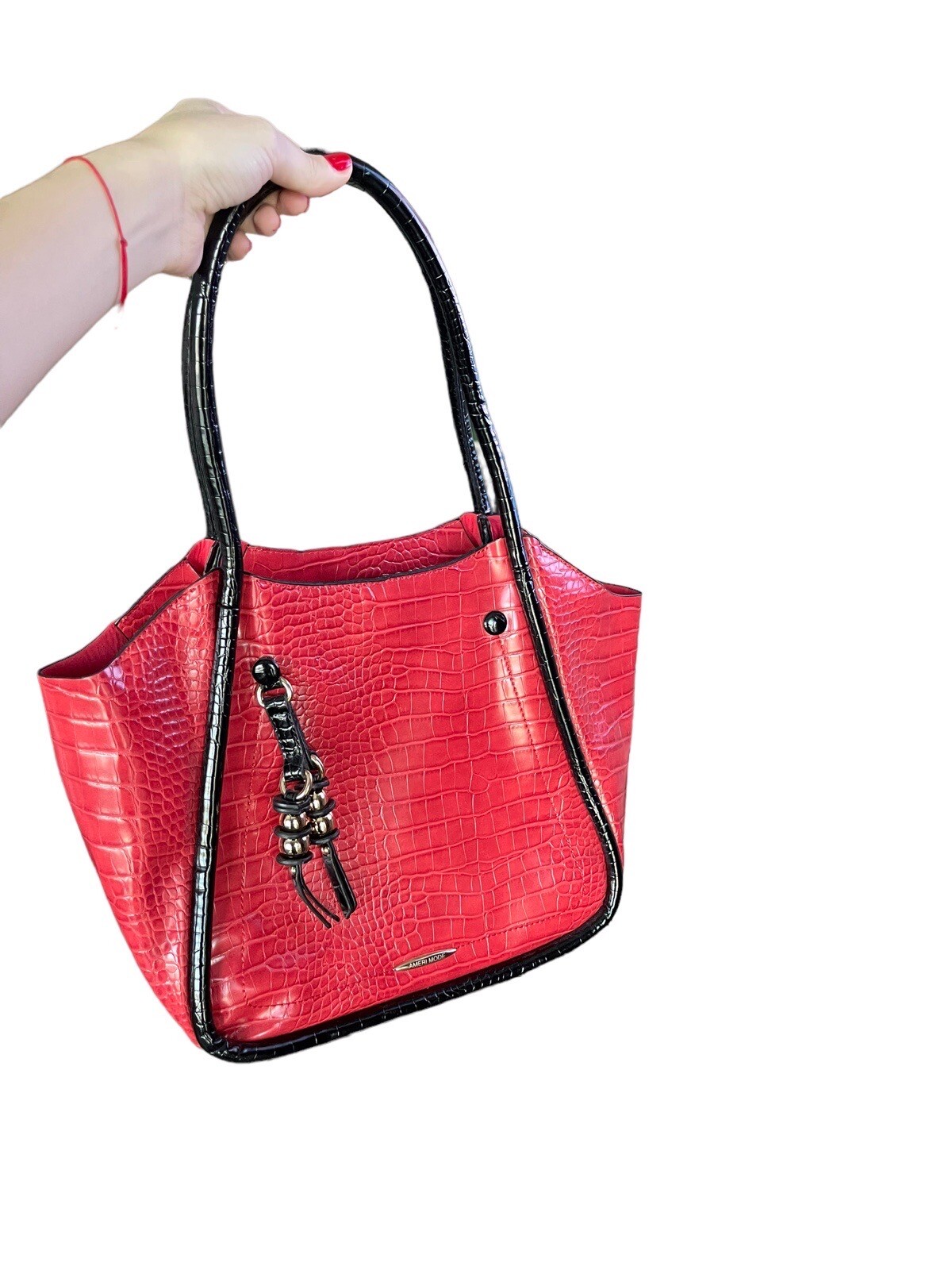 AMERI MODE Red/Black Tote Bag - image 2