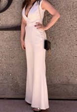 revolve jumpsuit  Dress White plunge neck Backlesss 8 small 36 Zara Mango