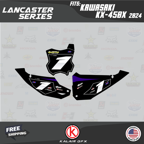 Graphics Kit for Kawasaki KX450X KX 450X (2024-2025) Lancaster - PURPLE - Picture 3 of 6