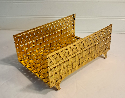 Vintage Hollywood Regency Messing goldfarben Metall Serviettenhalter 5x8 Zoll Fuß - Bild 2 von 17