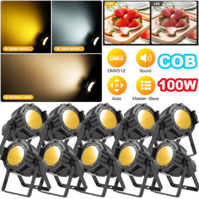 100W COB LED Par Light DMX512 Stage DJ Audience Blinder Light Warm/ Cool White