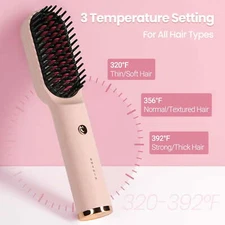 KIPOZI Electric Hair Straightener Brush Straightening Curler Hot Comb Adjustable