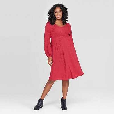 loose fitting maternity dress Fashion Loose Fit Plain Midi Dress Long Sleeves Maternity Dress