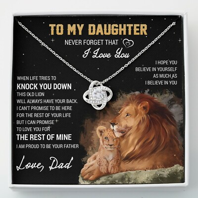 To My Daughter Necklace, Gift For Daughter From Dad, Daughter Father Lion