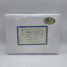 Ashley Cooper Cotton Rich King Bedskirt White 250 Thread Count Grand Collection