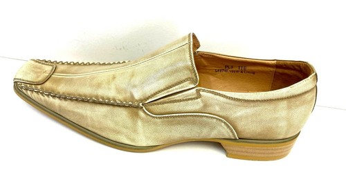 J.Bosco Hombre Cuero Beige Zapatos Mocasines Sin Cordones Puntera Cuadrada Frontal Puntada PL1 - Imagen 3 de 7