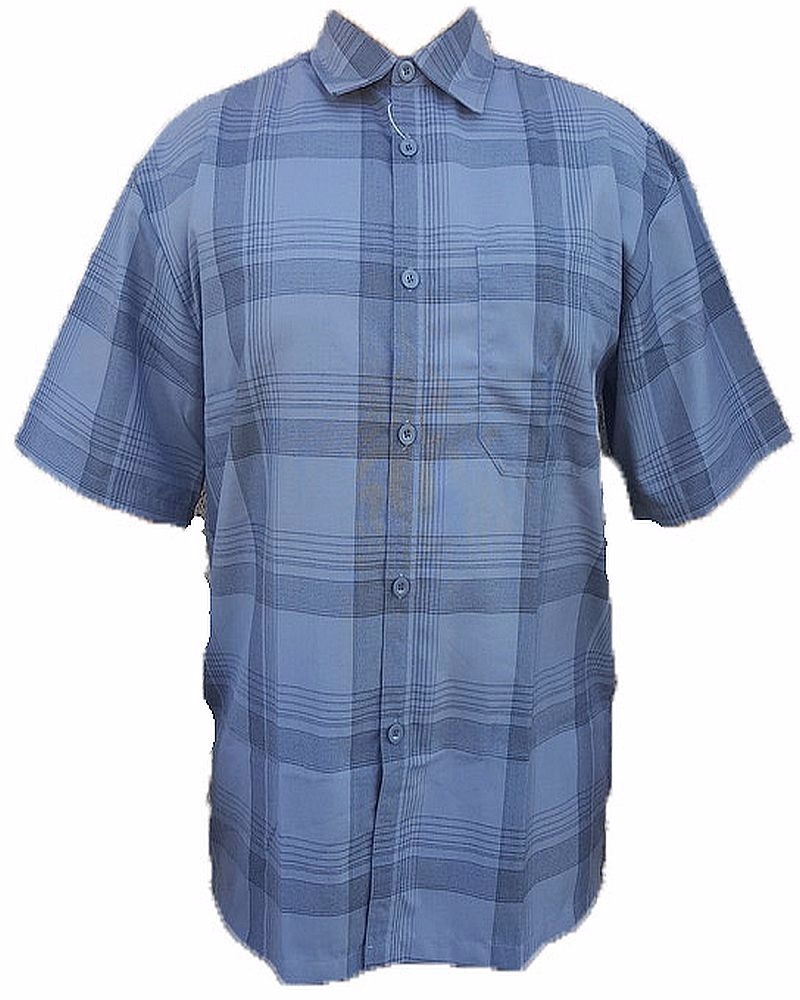 Yago Mens Plaid Short Sleeve Button Down Collar Shirt Loose Casual Fit ...