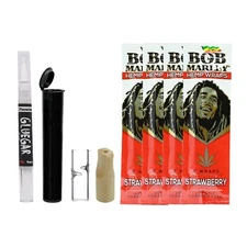 BOB MARLEY Natural Wraps 4 Pack- Strawberry- Bundle GlueGar OG 3ml, 2 Tips