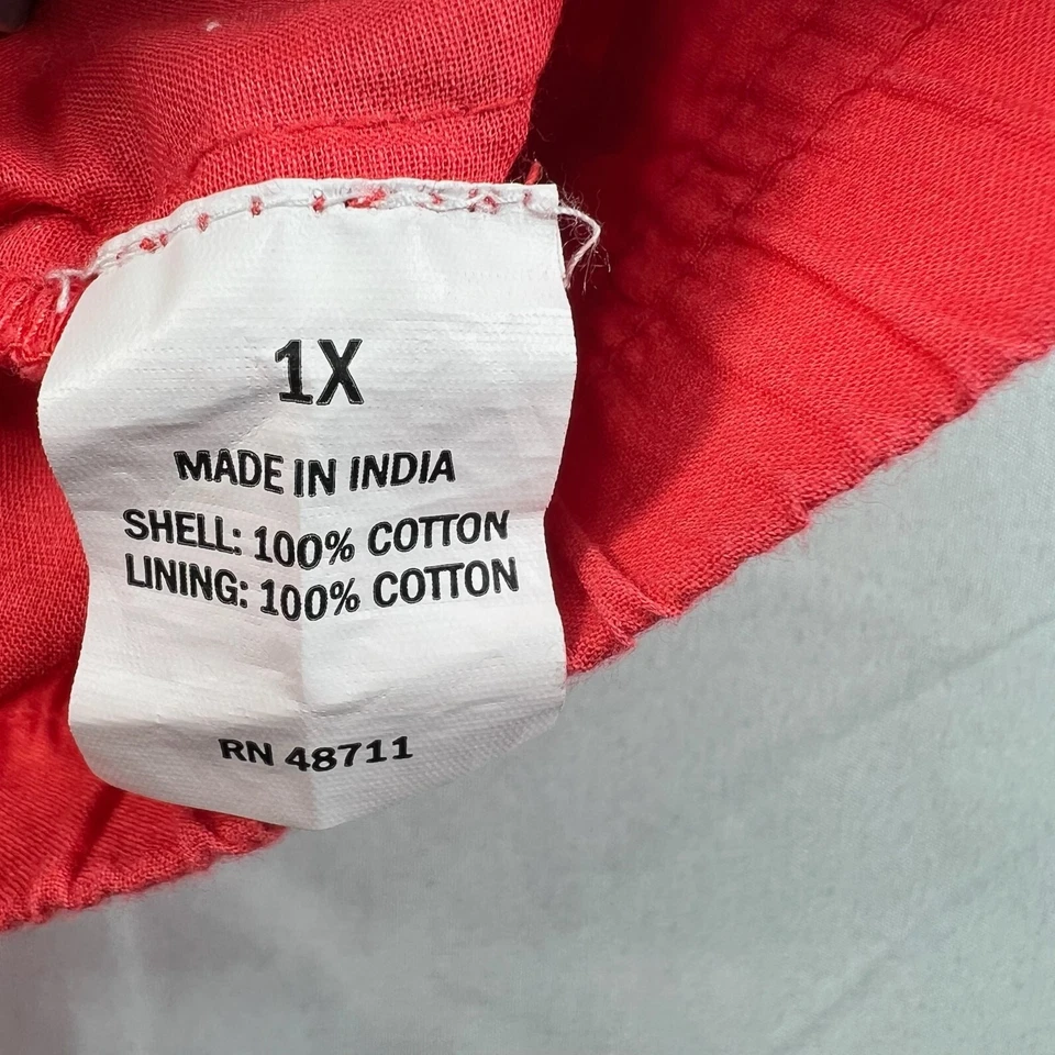 Pantalones Cortos Falls Creek Mujer Talla Grande 1X Naranja Bordado 100% Algodón Cintura Elástica Foto 4 de 4