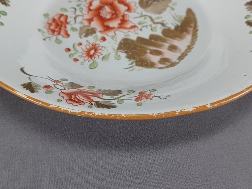British Pattern 241 Hand Painted Red Flower & Rock Bone China Plate C. 1810-1820 - Picture 10 of 10