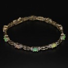 Diamond 7" Gold Tennis Bracelet - 9g Sterling Silver - Designer Fas Opal &