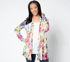 Susan Graver Regular Mesh Cardigan and Liquid Knit Tank Set Size XS Bloom Boho