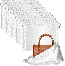 10 Pack Dust Bags for Purses and Handbags, Silk 19.6  15.7 in, White