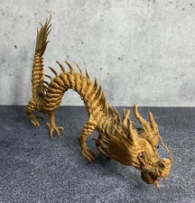 Vintage Macrame Rope Dragon Figure - Mythical Asian Decor - Hand Made Art