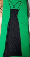 Verdusa Black Womens SZ XS Spaghetti Strape Back Split Side Maxi Dress