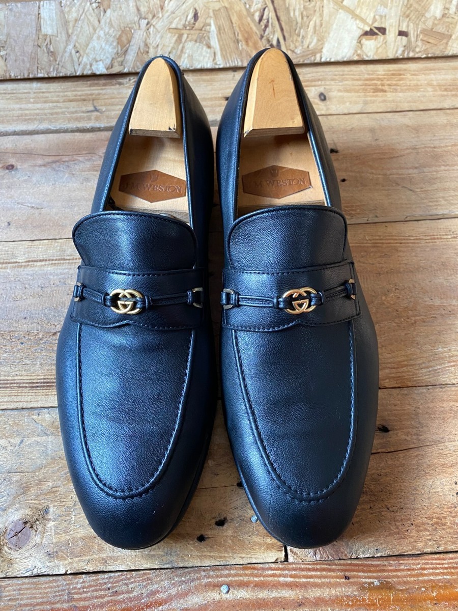 Gucci interlocking G black leather loafers sz UK 9 US 10, gucci