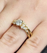 2Ct Round Cut Simulated Diamond Wedding Bridal Ring Set 14K Yellow Gold Plated