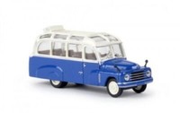 1/87 Brekina Hanomag L28 Lohner Bus Weiß/Enzianblau 58181