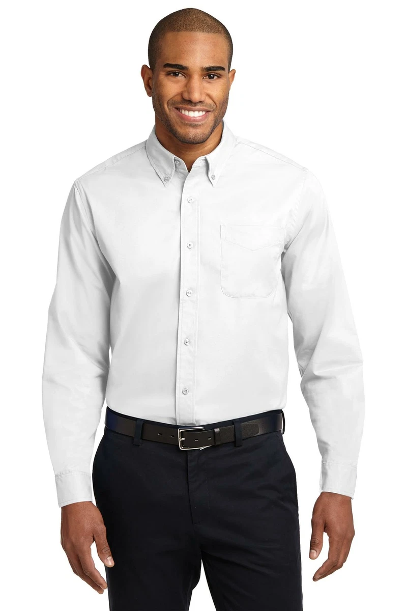 White Big & Tall Button-Down Dress Shirts for Men for sale | eBay