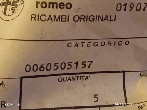 ALFA ROMEO 33 SW MY88-94 GUARNIZIONE MANCORRENTI SX 128895 60505157 - Imagen 4 de 6
