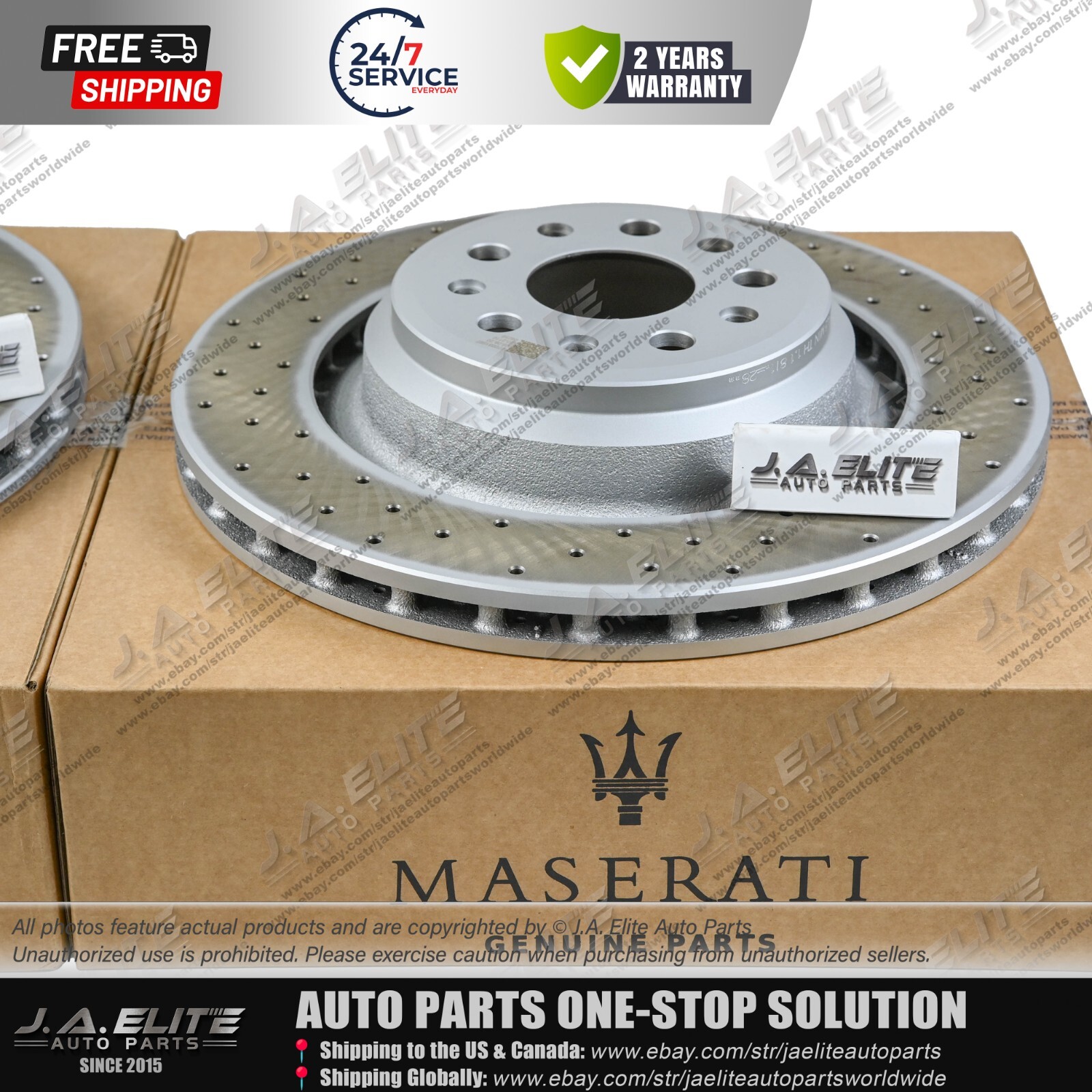 Rear Brake Rotor With Holes fit Maserati Quattroporte Ghibli 2014-16, 670031597