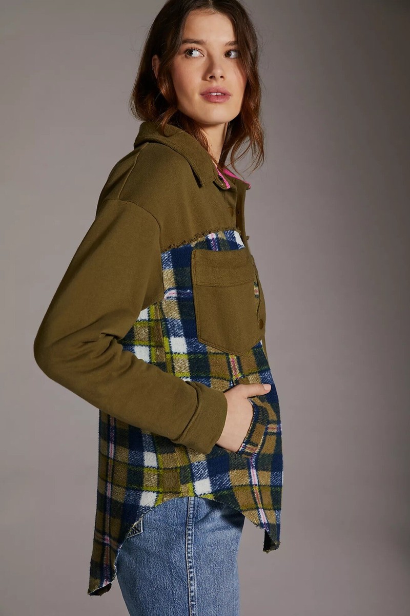 New Anthropologie Pilcro Plaid Contrast Shirt Jacket Size