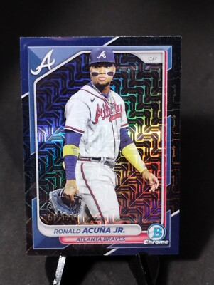 Ronald Acuna Jr 2024 Bowman Chrome Navy Mojo Refractor#157/175 TEAM COLOR MATCH!